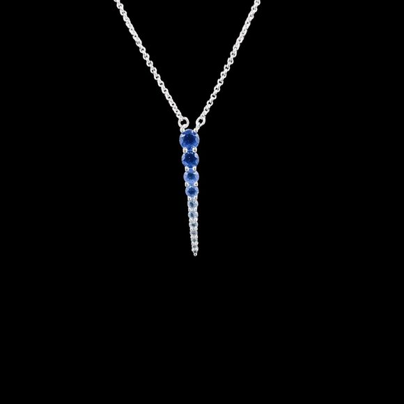 Bomb Party Ombre Sapphire Necklace Rhodium Plated Pendant Gift Trendy - Picture 4 of 7